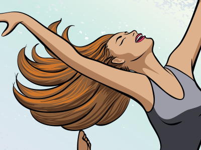 Redhead leaps dance dancer figure happiness illustration love vector woman