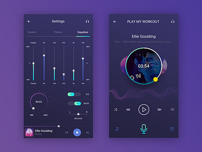 Music settings and player app page chennai design gradient graphic illustration interface mobileapp musicapp player settings ui ux