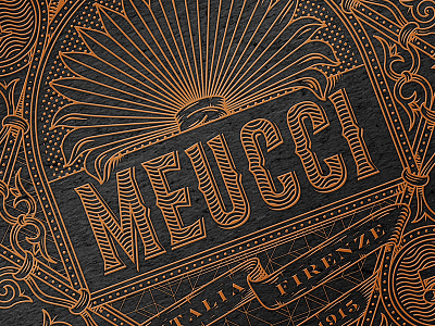 Meucci. Work in progress design gravure meucci retro vector vintage