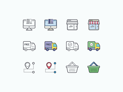 Hand Drawn icons: Online Shopping
