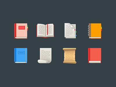 Emoji: Books & Paper Goods book color design digital art emoji emoji set gradient icon graphic design icon icon set icons icons8 notebook open book page paper pege with curl scroll ui vector