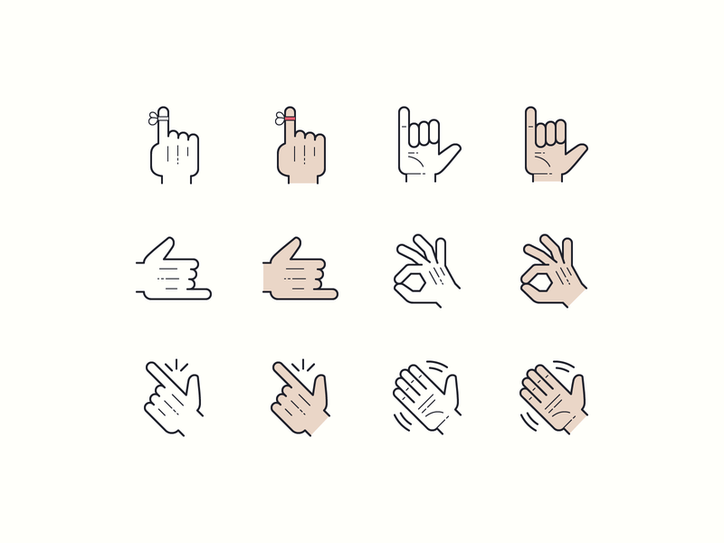 Hand Drawn icons: Hands hand drawn so-so hang10 hand easy reminder ok hand gestures gesture call me hands graphic design color outline icons icon digital art design vector