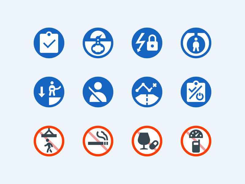 Color icons: Life-Saving Rules 12 life saving rules color design digital art do not smoke graphic design icon icon set icons icons8 life safety life saving rules lifestyle safety safety at work safety first ui vector work environment workplace