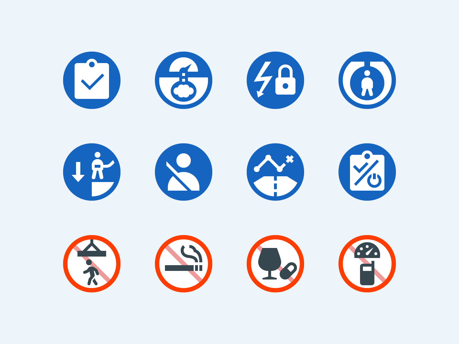 Color icons: Life-Saving Rules 12 life-saving rules color design digital art do not smoke graphic design icon icon set icons icons8 life safety life-saving rules lifestyle safety safety at work safety first ui vector work environment workplace