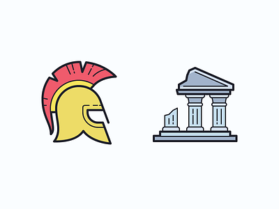 Color Hand Drawn icons: Ancient Greece Culture ancient building ancient greece color culture design digital art graphic design greece helmet icon icon set icons icons8 ruins traveling ui ux vector