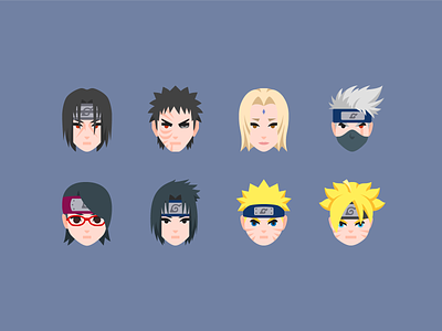Color icons: Naruto Characters color design digital art flat free icons graphic design icon icon set icons icons8 illustraion naruto vector