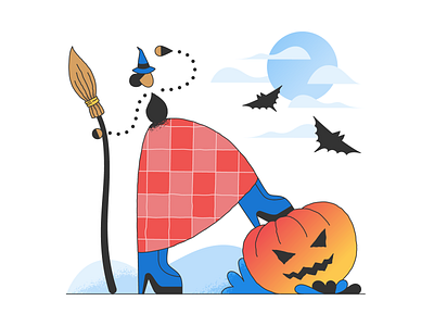Halloween illustration bat broomstick design digital art digital illustration flat graphic design halloween halloween costume halloween party icons8 illustration moon pumpkin spooky season ui ui illustration ux vector witch