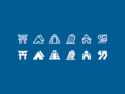 Fluent System icons: Cultural Buildings chichen itza design digital art graphic design great wall icon icon set icons icons8 india italy japan outline pisa tower pyramid taj mahal torii ui vector