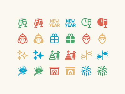 Fluent System icons: New Year Icons christmas christmas card christmas lights christmas tree design digital art fireplace firework gift graphic design icon icon set icons icons8 new year new year eve outline ui vector