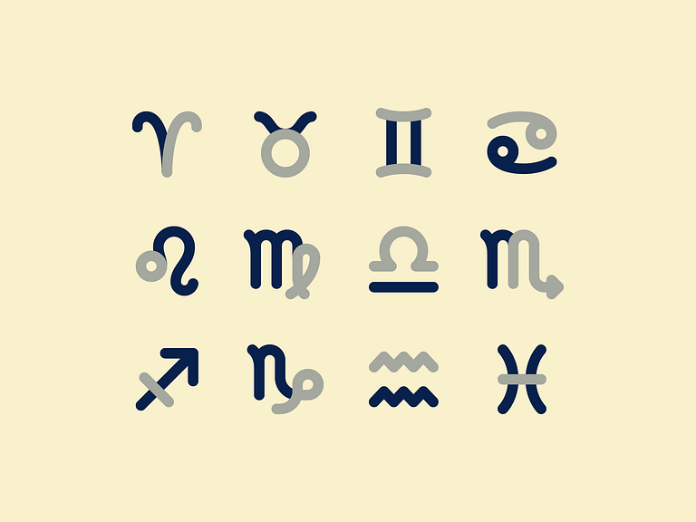 Plumpy icons: Zodiac Signs by Marina Green for Icons8 on Dribbble