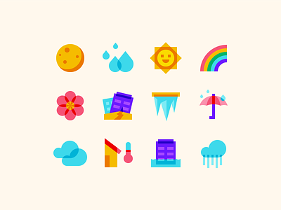 Color Glass icons: Weather