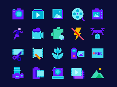Color Glass Icons: Photo and Video camera color icons design digital art film graphic design icon icons icons8 landscape photo photography playlist quadrocopter record ui ux vector video video editor