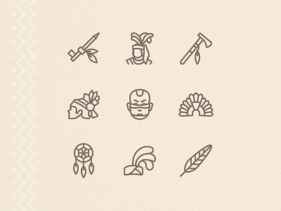 iOS icons: Native Americans Culture digital art feather graphic design history icon icons ios native americans outline peace pipe set vector
