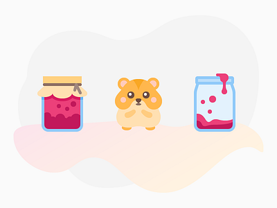 Flat Color Icons: Who ate jam? beige color design digital art fucsia graphic design hamster icon icons illustration jam jar vector