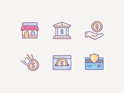 Cute Color icons: Finance & E-commerce cash color design digital art ecommerce finance flat icon icons money ui vector