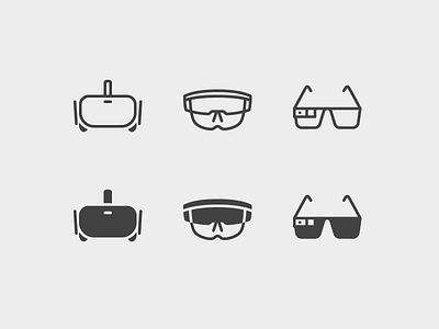 iOS icons: VR and AR Headsets augmented reality design digital art glasses graphic design icon icon set icons ios outline stroke ui vector virtual reality vr
