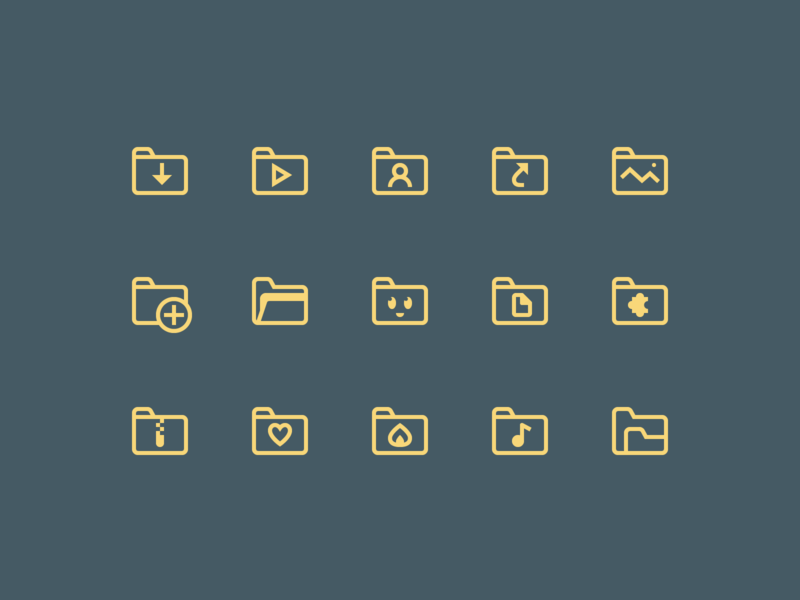Simple Small icons: Folders 1em add archive design digital art download favorite folder folders graphic design icon icon set icons icons pack icons8 image outline ui vector yellow