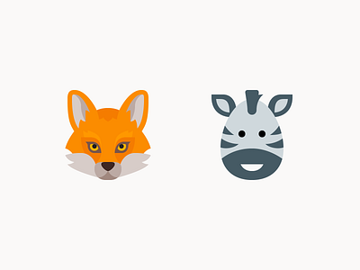 Flat Color icons: Animals animal animals color design digital art flat fox graphic design icon icons icons8 illustration vector wildlife zebra