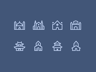 Simple Small icons: Religion Buildings 1em building church city design digital art graphic design icon icon set icons icons8 mosque outline pagoda religion stroke synagogue ui vector