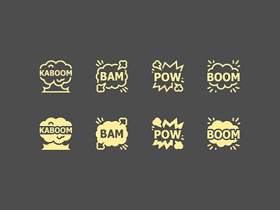 iOS icons: Comic Sound Effects bam boom comic art design digital art effects graphic design icon icon set icons icons8 ios kaboom outline pow sound sound effects stroke ui vector