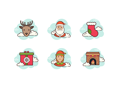 Cloud icon: Christmas christmas color design digital art elf fireplace flat gift graphic design icon icon set icons icons8 illustration new year present reindeer santa claus ui vector