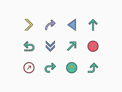 Color Hand Drawn icons: Arrows