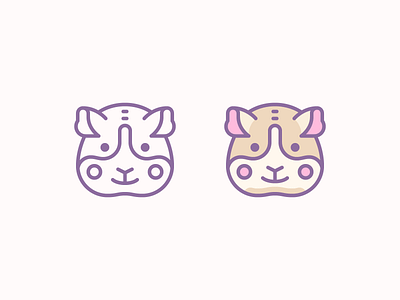 Cute Color and Outline icons: Guinea Pig