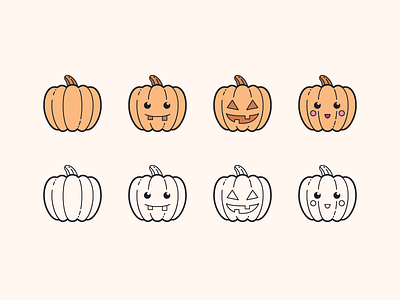 Hand Drawn icons: Pumpkins color cute cute pumpkin design digital art funny pumpkin graphic design halloween icon icon set icons icons8 jack o lantern outline pumpkin scary spooky ui vector vector art