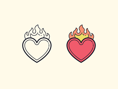 Hand Drawn icons: Heart on Fire