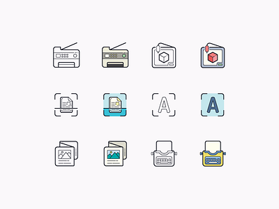 Hand Drawn icons: Printing 3d 3d printer booklet color design digital art graphic design icon icon set icons icons8 image multifunction printer outline printer scanning text text recognition ui vector