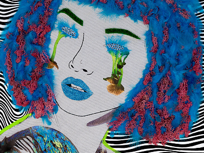 l u c i d d r e a m angela art artwork canvas collage colorful contemporary dream feather glitter lucid model moscuito net moss mushrooms painting pencheva shrooms trippy twisted