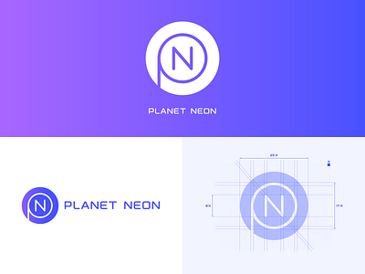 Planet Neon brand brand identity branding gradient logo logodesign neon typogaphy