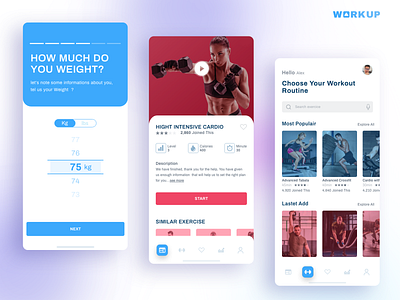 Workup App andriod bodybuilding callories diet fit fitness app gym ios app mobile mobile app ui ux user experience user interface workout