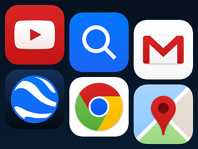 Google Icons chrome earth gmail google maps search youtube