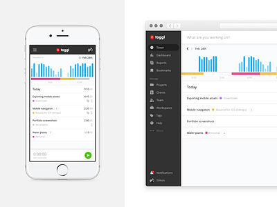 Toggl Timer graph ios iphone web