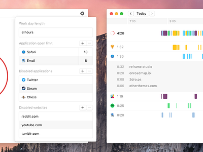 Timeline + Settings app mac productivity workplay