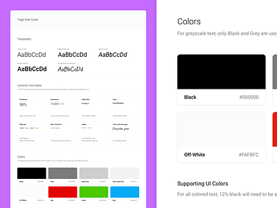 Style Guide color component document typography ui