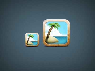 Palm Island icon blue icon iphone island palm tree wood