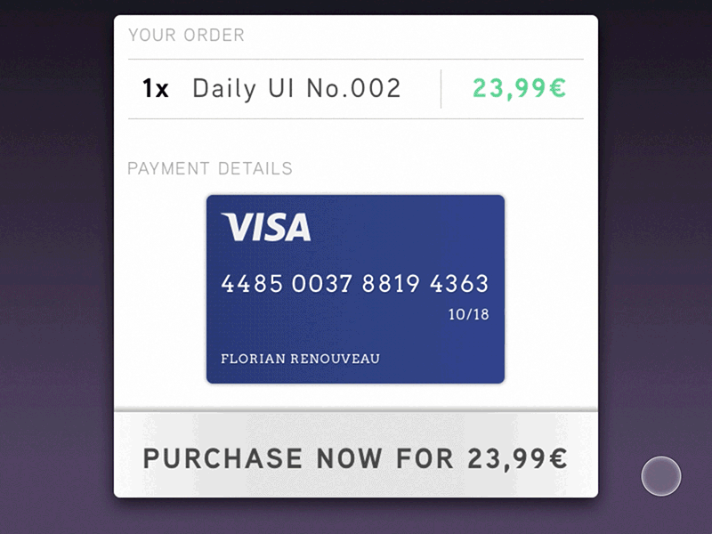 Daily UI #002 – Credit Card Checkout 002 animated checkout creditcard dailyui gif principle sketch ui ux visa web