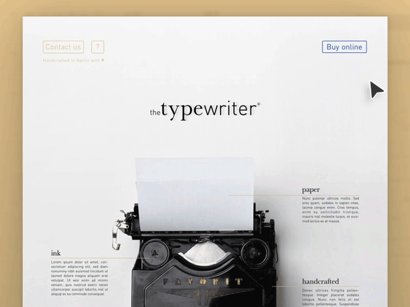 Daily UI #003 – Landing Page 003 dailyui gif gold hover hype landing page sketch typewriter ui ux website
