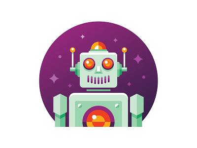 Robot contest droid happy illustration robot smiling stickermule toy vector vintage