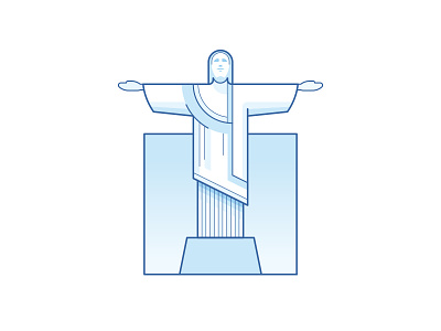Christ The Redeemer Rio de Janeiro blue brazil christ city icon illustration landmark outline rio simple statue symbol