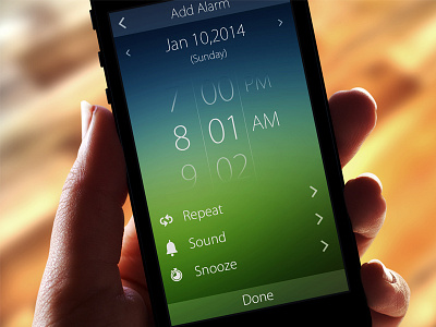 Set Alarm App appdesign green ios7 iphone setalarm