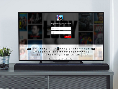 Login View - 3DTV App design 3d appleos login movies tv view