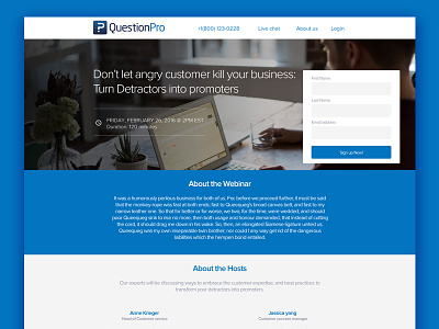 QuestionPro - Landing page design landing minimalistic page simple ui ux visual web