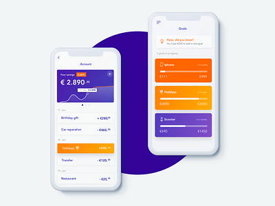 Redesign Bank app app bank bank app colorful design orange purple tiles visual