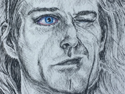 Kurt Cobain 27 club eyes illustration ink kurt cobain nirvana pen portrait realism singer suicide watercolor