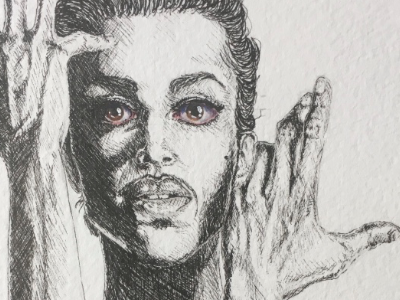 Prince eyes hands illustration ink musician portrait prince purple rain realism watercolor