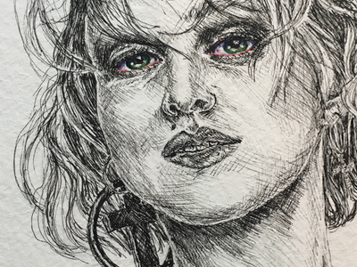 Madonna eighties eyes illustration ink madonna musician portrait realism vogue watercolor
