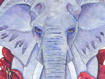 Elephant amaryllis animal elephant fauna flora flower illustration traditional watercolor